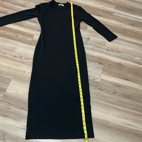 Zara knit midi dress Front cutouts Long sleeved Black Size S NWT Stretchy Sleek - Picture 7 of 12